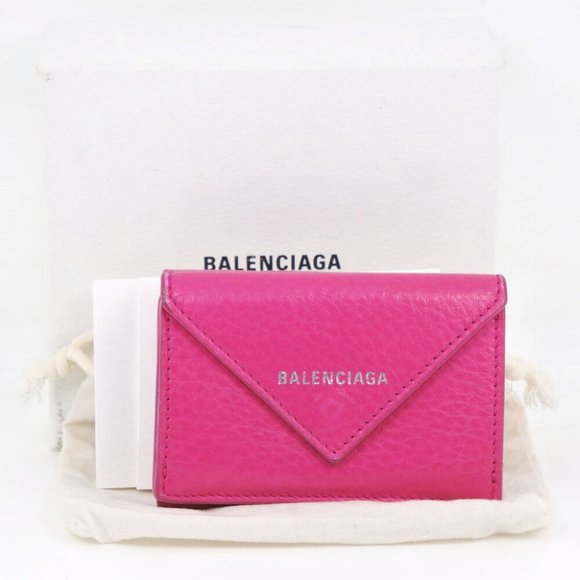 BALENCIAGA Paper mini Tri-fold wallet pink leather Women - Picture 1 of 11